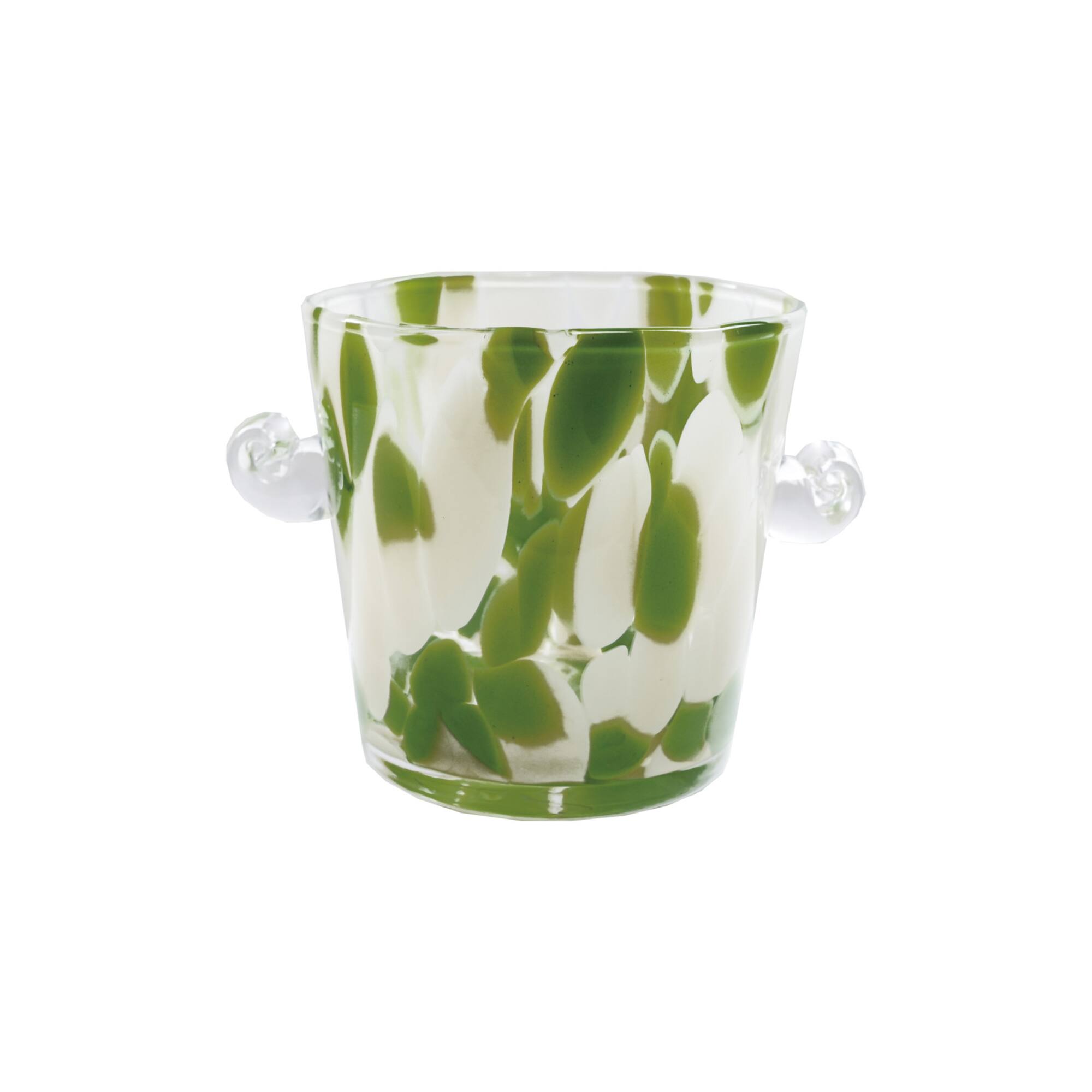 Hello Honey 32-Ounce Confetti Glass Ice Bucket with Handles, Yellow and Green